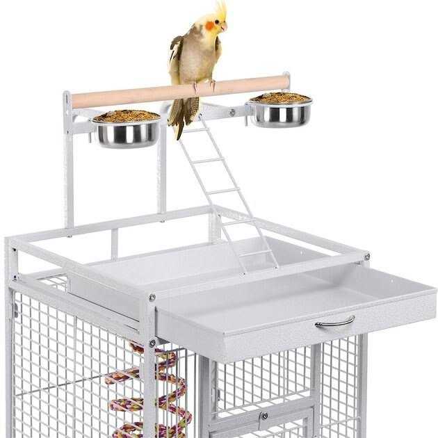 Yaheetech Rolling Metal Parrot Cage with Playtop - Image 3