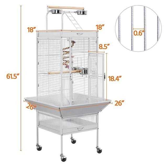 Yaheetech Rolling Metal Parrot Cage with Playtop - Image 5