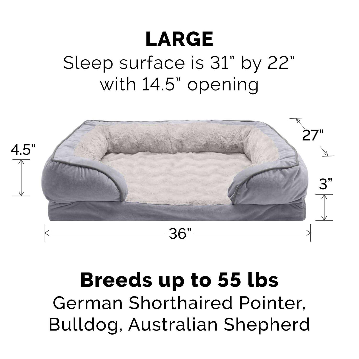 FurHaven Sofa Dog Bed Velvet Waves Perfect Comfort - Image 3