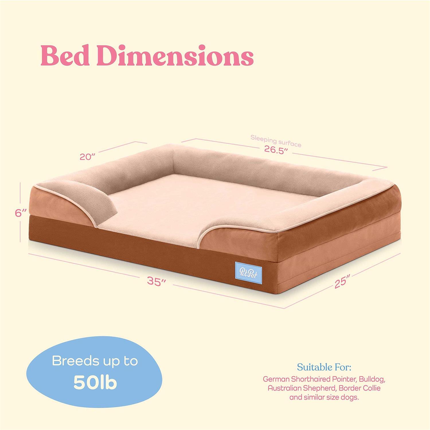 Pitpet Orthopedic Sofa Dog Bed Ultra Comfortable Dog Bed for Large Dogs - Image 3