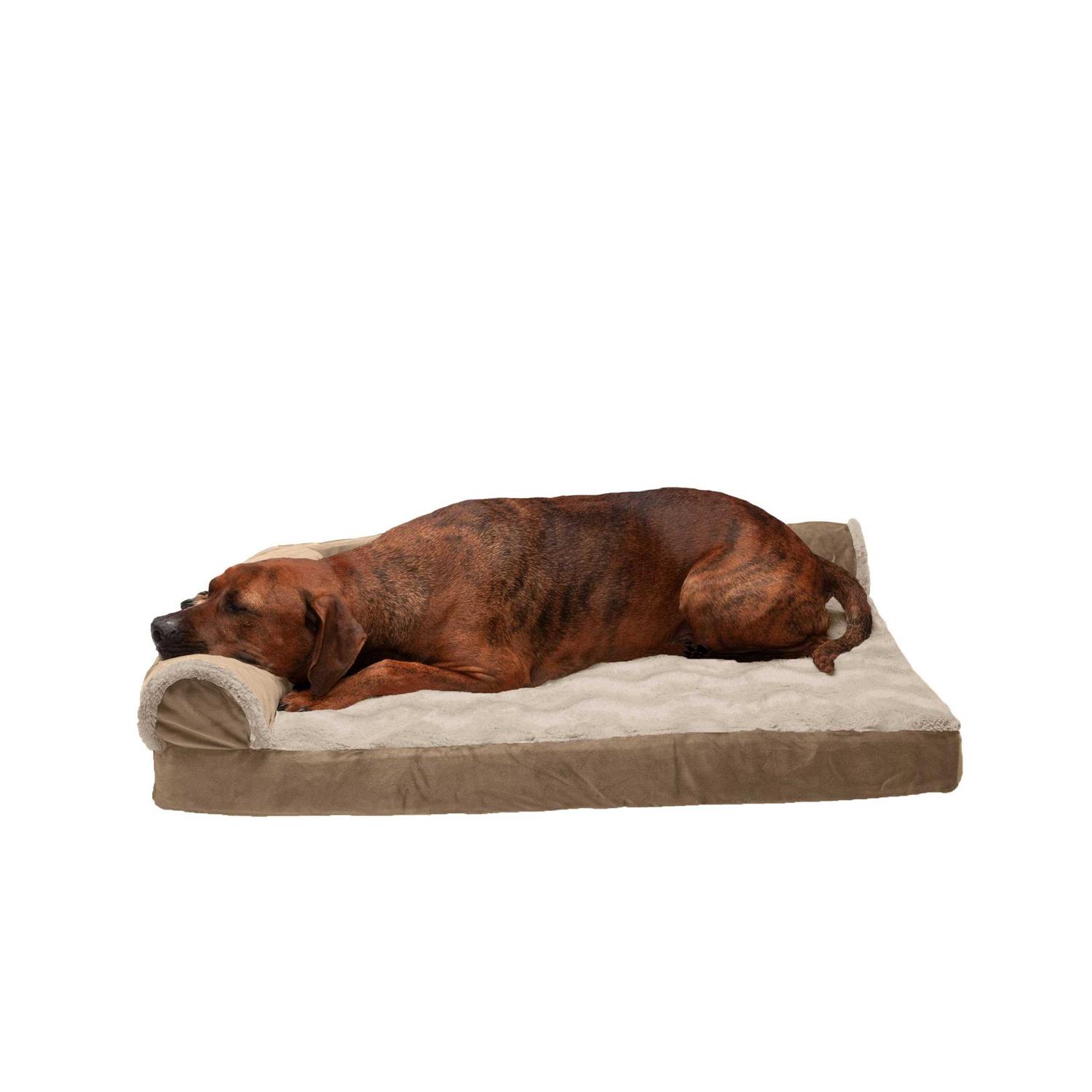 FurHaven Wave Fur & Velvet Deluxe Chaise Lounge Dog Bed - Image 3