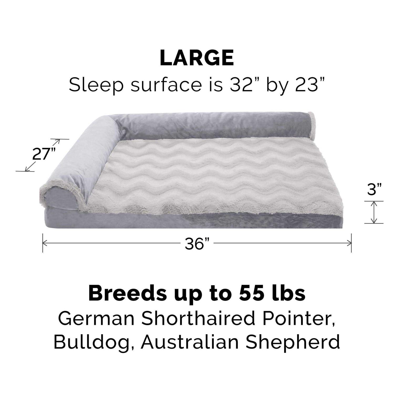 FurHaven Wave Fur & Velvet Deluxe Chaise Lounge Dog Bed - Image 4