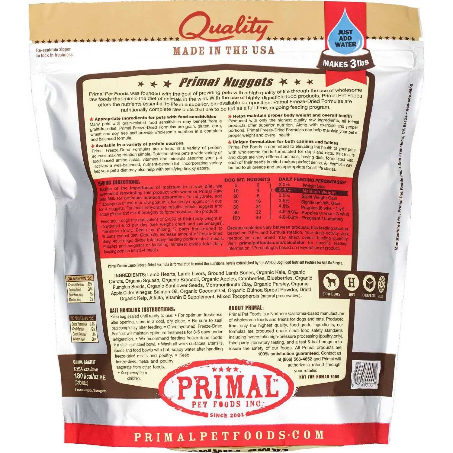 Primal Freeze Dried Nuggets Lamb Dog Food - Image 3