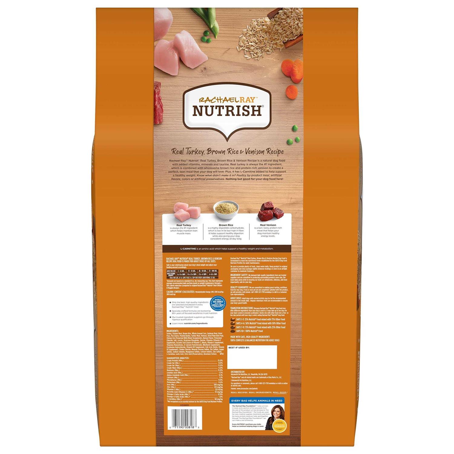 Rachael Ray Nutrish Real Turkey Brown Rice & Venison Recipe Dry Dog Food - Image 3