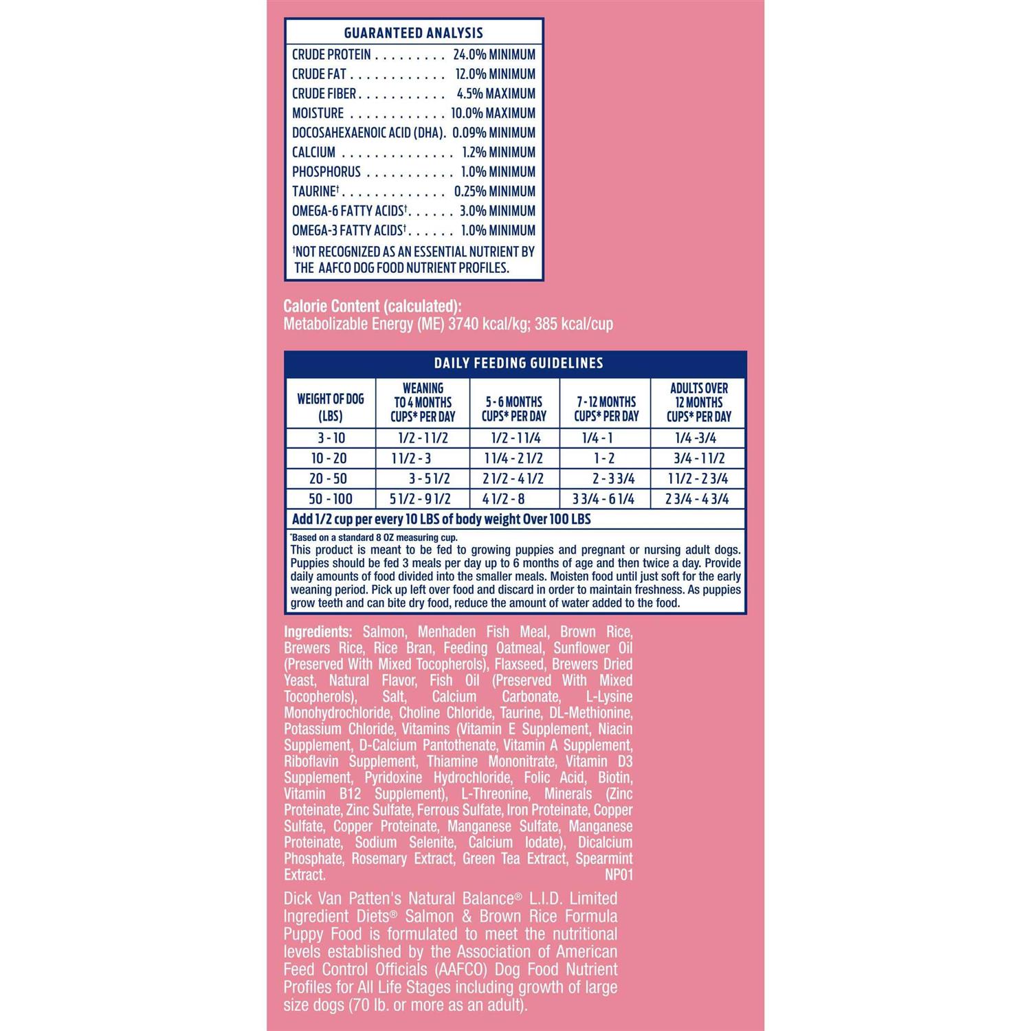 Natural Balance Limited Ingredient Salmon & Brown Rice Puppy Recipe Dry Dog Food - Image 3