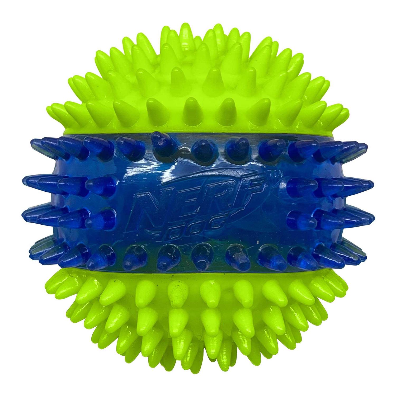 Nerf Translucent TPR 3-Part Spike LED & Squeak Ball Dog Toy - Image 4