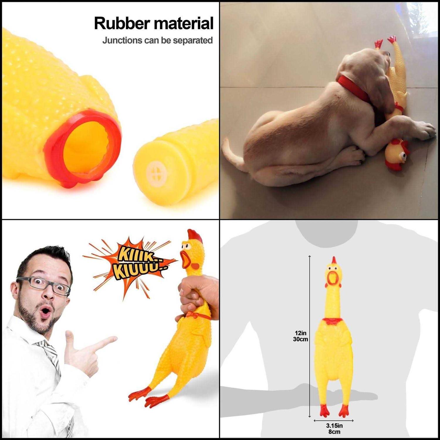 LEGEND SANDY Screaming Chicken,Yellow Rubber Squaking Chicken Toy Novelty and Durable Rubber Chicken for Kids and Dogs,Rubber Chickens Value 3 Pack - Image 5