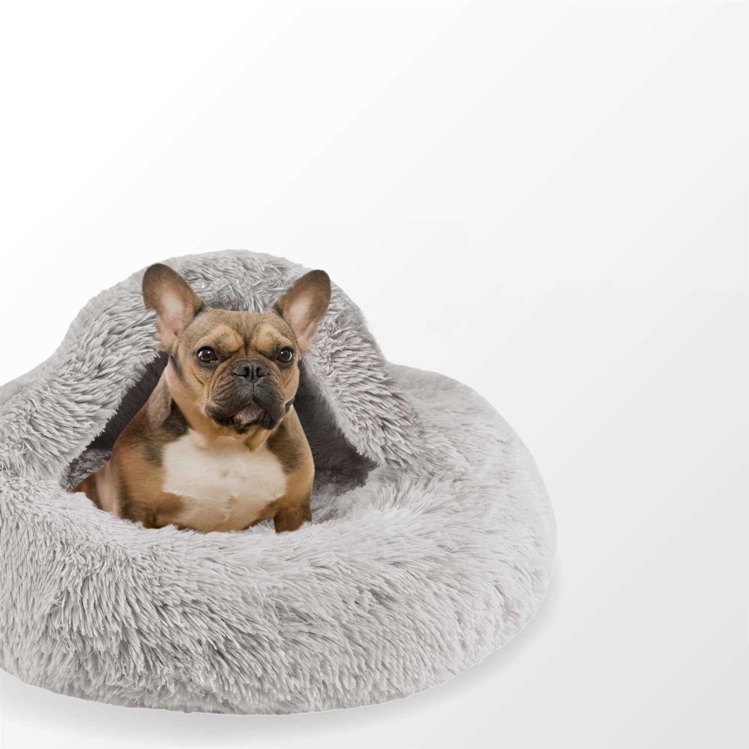 Friends Forever Luna Donut Cat Bed Cave Soft Faux Fur Hooded Blanket Dog couch For Indoor Pet - Image 5