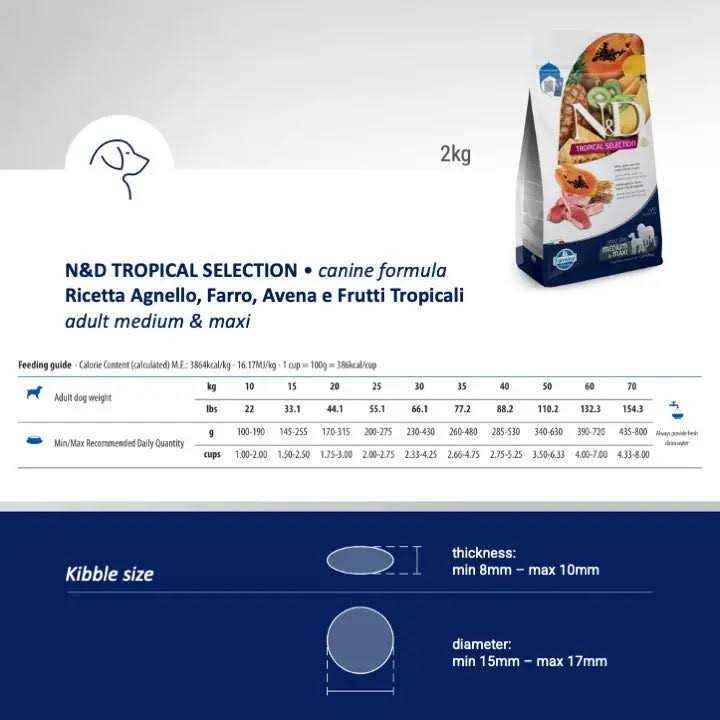 Farmina Lamb Spelt Oats and Tropical Fruits Adult Medium Maxi 4.4 lbs - Image 4