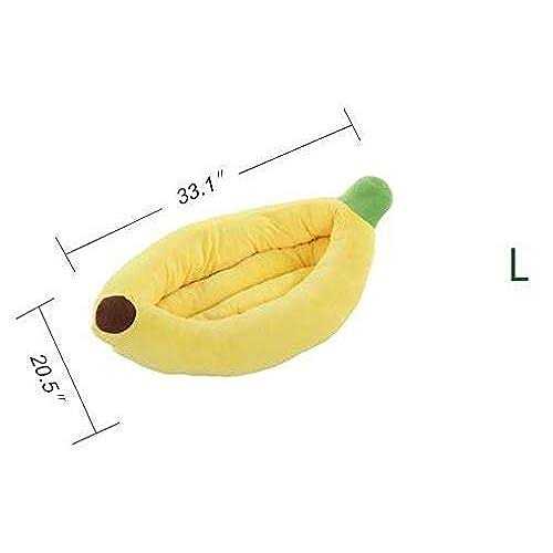 Silicute Dog Bed Cat Bed Pet Bed Comfortable and Washable in Banana Shape and Color w/Removable Cushion - Image 4