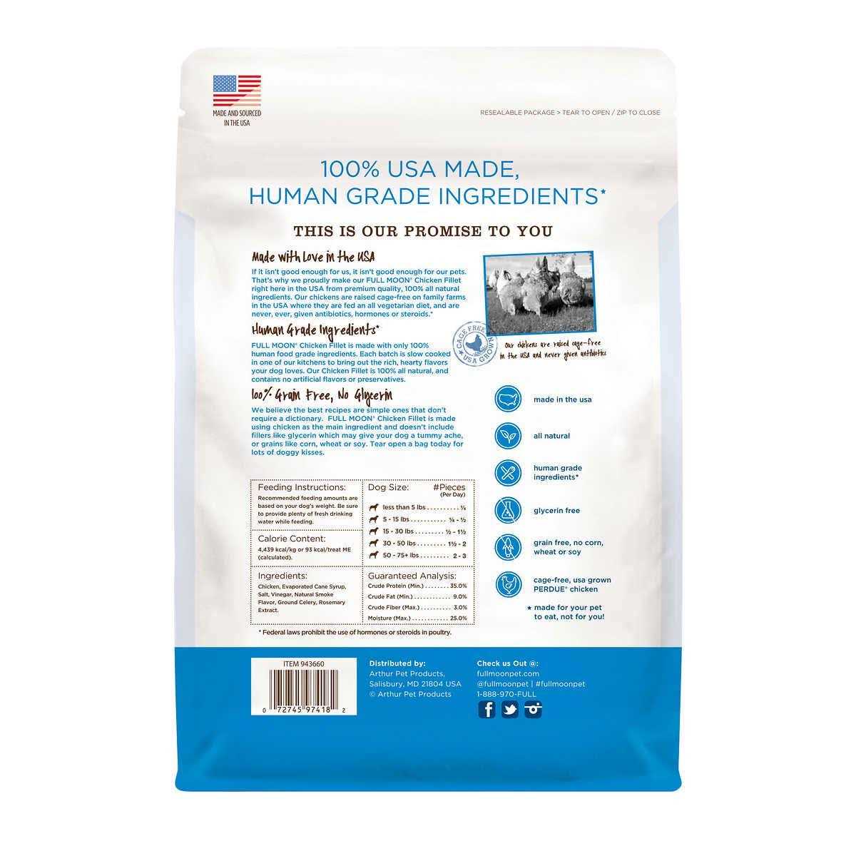 Full Moon Chicken Fillet Human-Grade Dog Treats 48 oz - Image 4