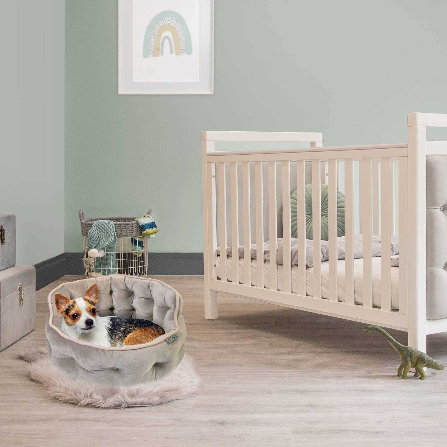 Precious Tails Ultra Plush Mini Tufted Velvet Round Cuddler Pet Bed - Image 4