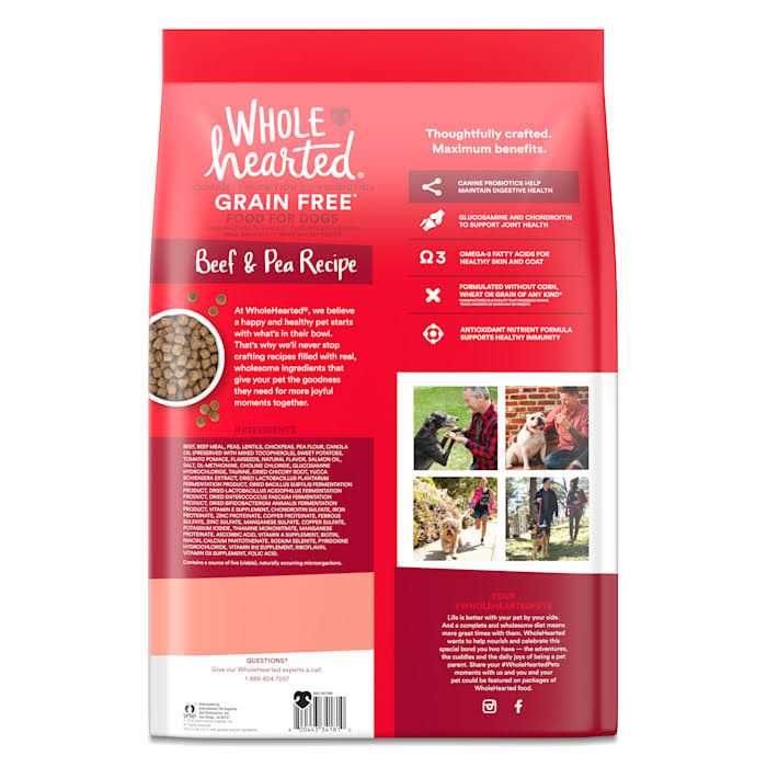 WholeHearted Grain Free Beef & Pea Recipe Adult Dry Large Breeds Dog Food Bag - Image 4