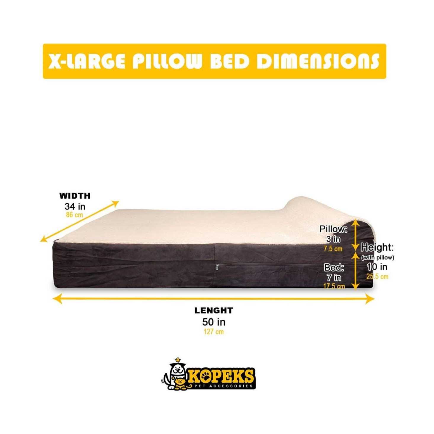 Kopeks Dog Bed with Pillow Orthopedic Memory Foam - Image 3