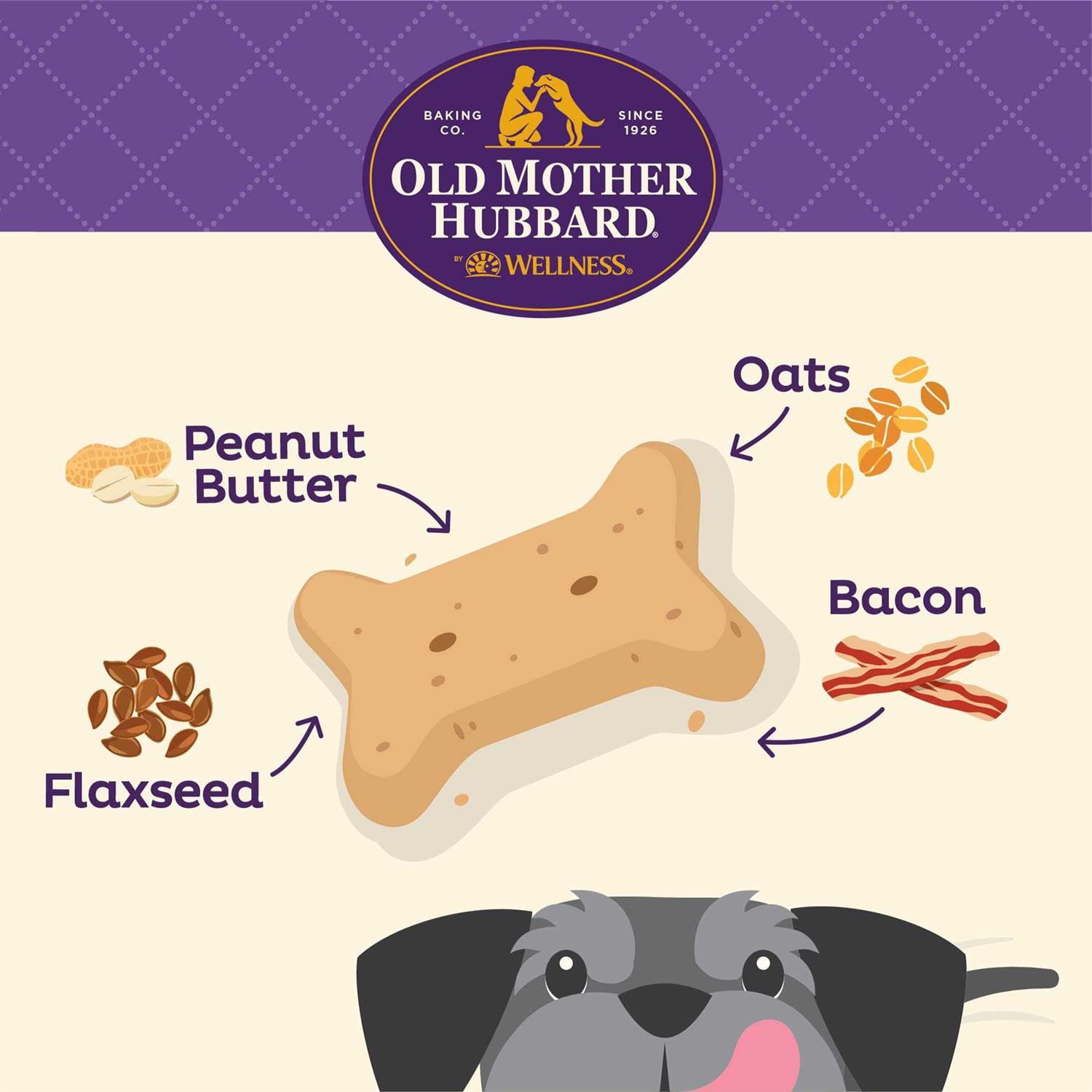 Old Mother Hubbard Soft & Tasty Peanut Butter & Bacon Biscuits Baked Dog Treats Mini - Image 3