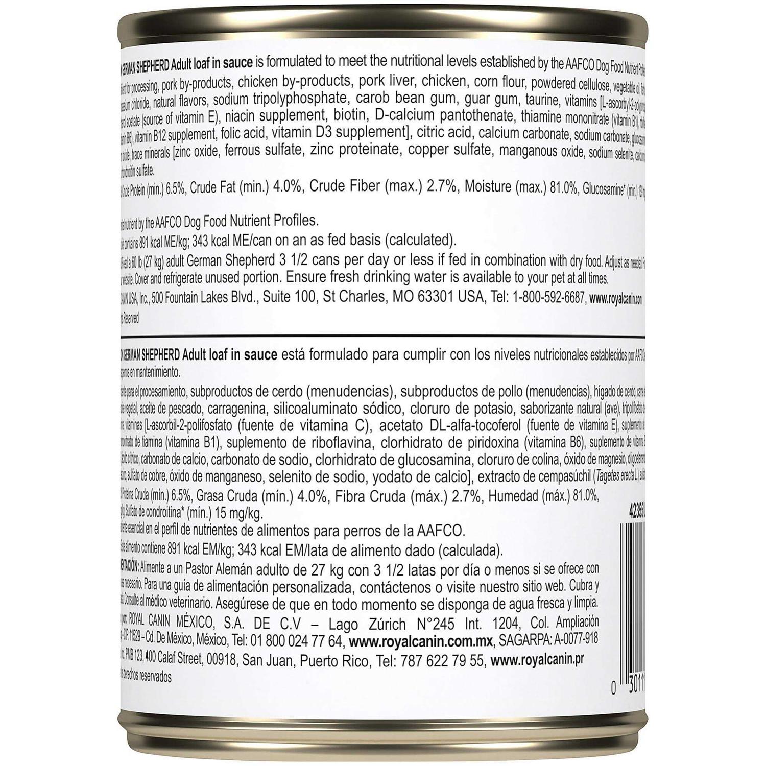 Royal Canin Breed Health Nutrition German Shepherd Adult Loaf in Sauce Canned Dog Food - Image 4