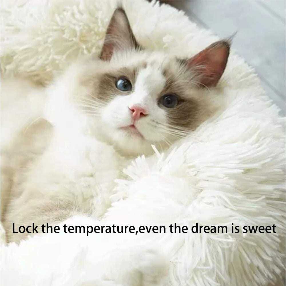 Gavenia Washable Donut Cat and Dog Bed,Soft Plush Pet Cushion,Waterproof Bottom - Image 5