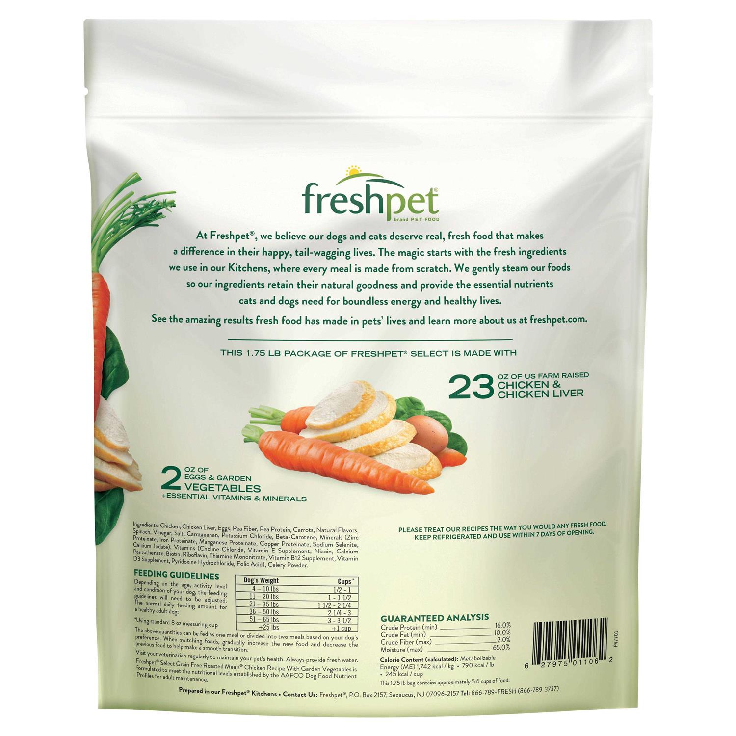 Freshpet Grain Free Chicken Recipe with Garden Vegetables Freshly Roasted Meals Dog Food - Image 5
