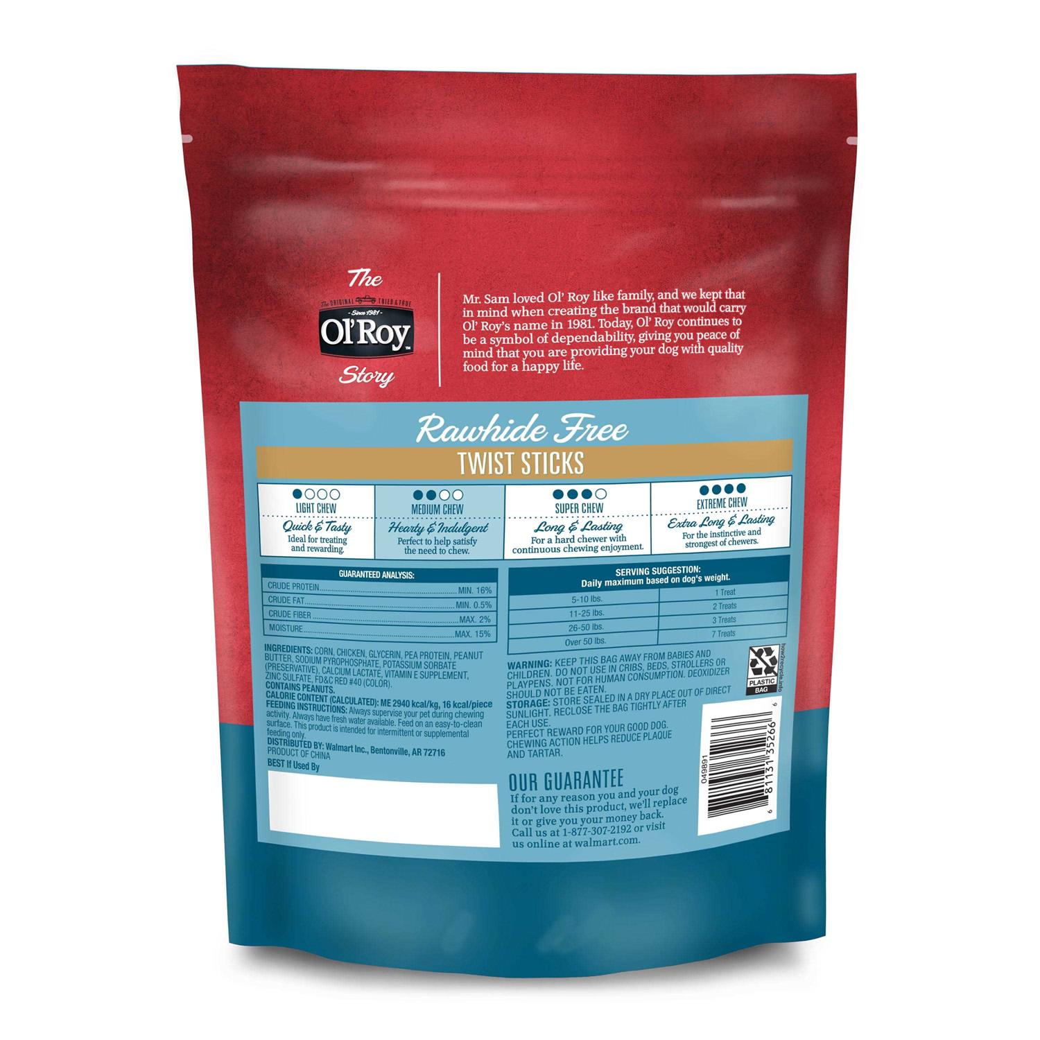 Ol' Roy Rawhide Free Peanut Butter Twist Sticks for Dogs - Image 3