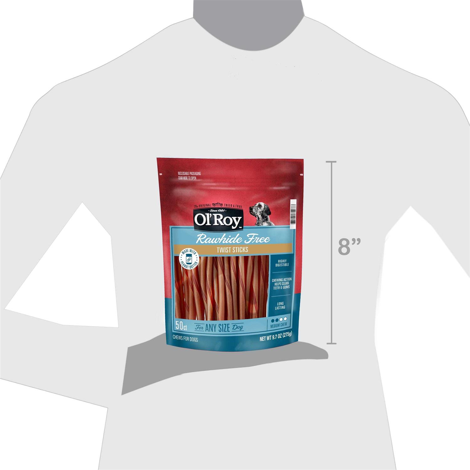 Ol' Roy Rawhide Free Peanut Butter Twist Sticks for Dogs - Image 4