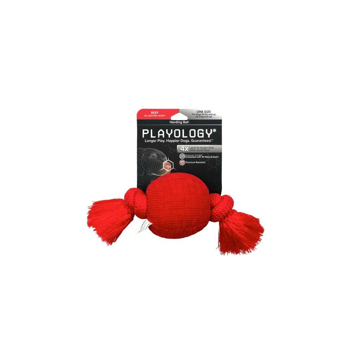 Playology Plush Herding Beef Ball Dog Toy