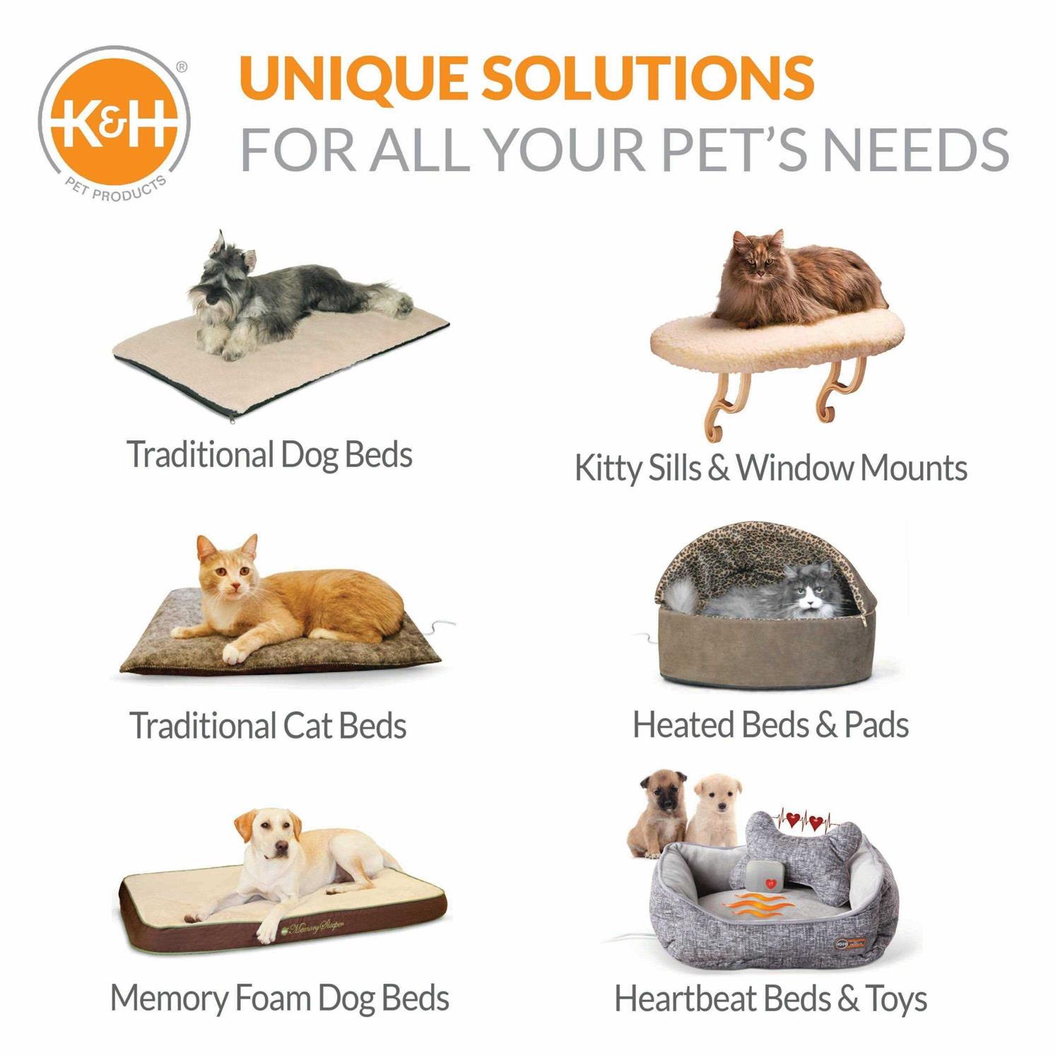 K&H Mother's Heartbeat Heated Puppy Pet Bed with Bone Pillow - Image 3