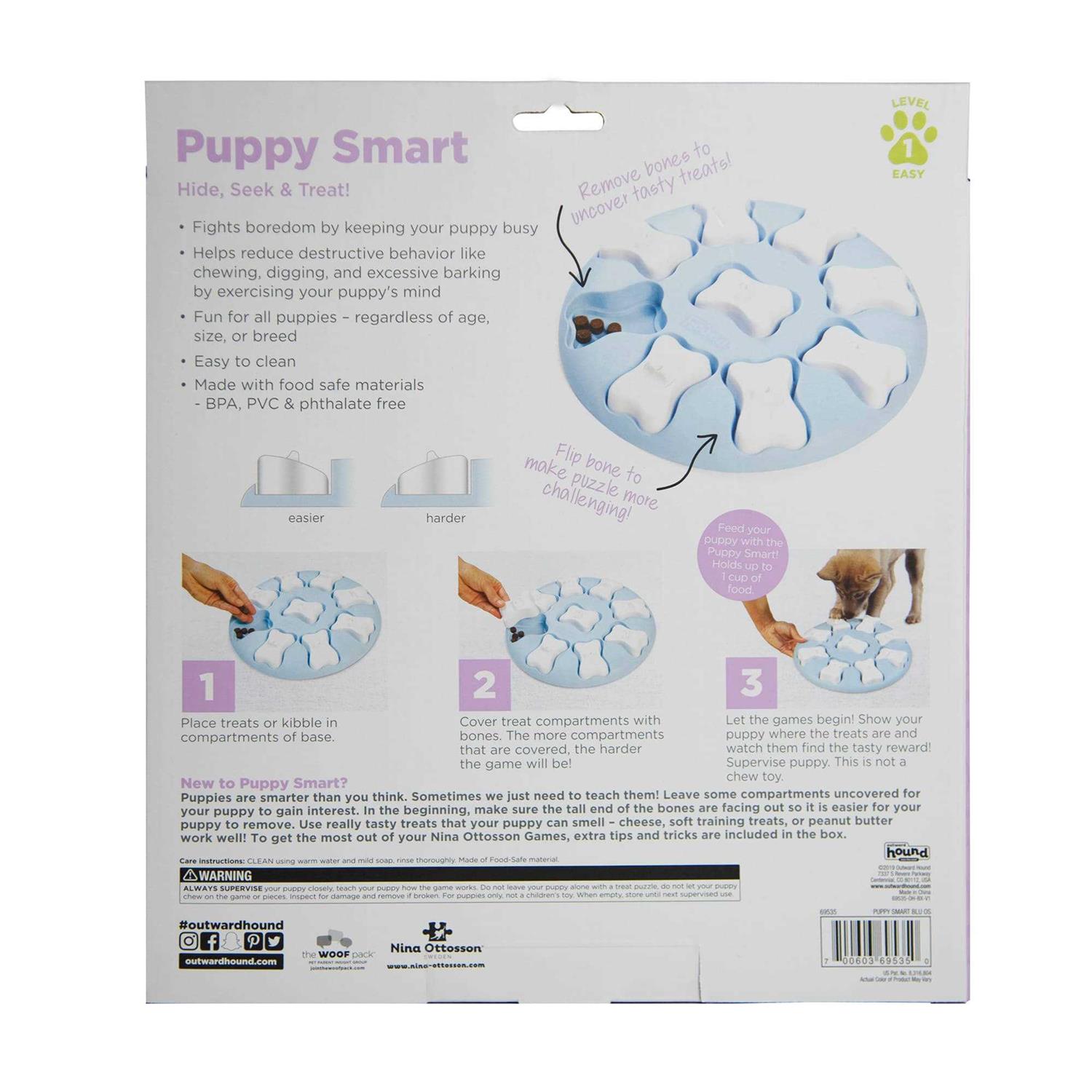 Outward Hound Puppy Smart Interactive Treat Puzzle Blue Dog Toy - Image 2