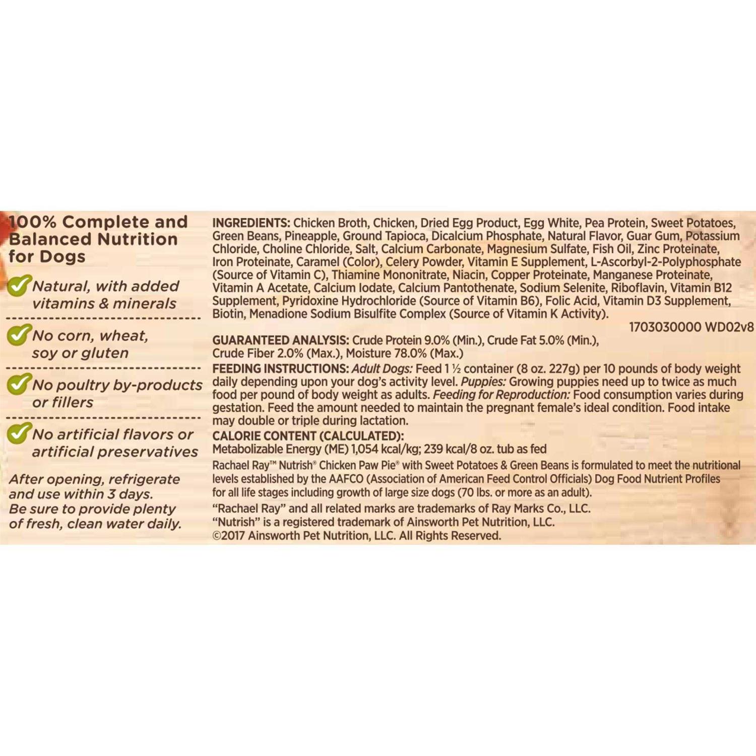 Rachael Ray Nutrish Natural Grain Free Chicken Paw Pie Wet Dog Food - Image 5