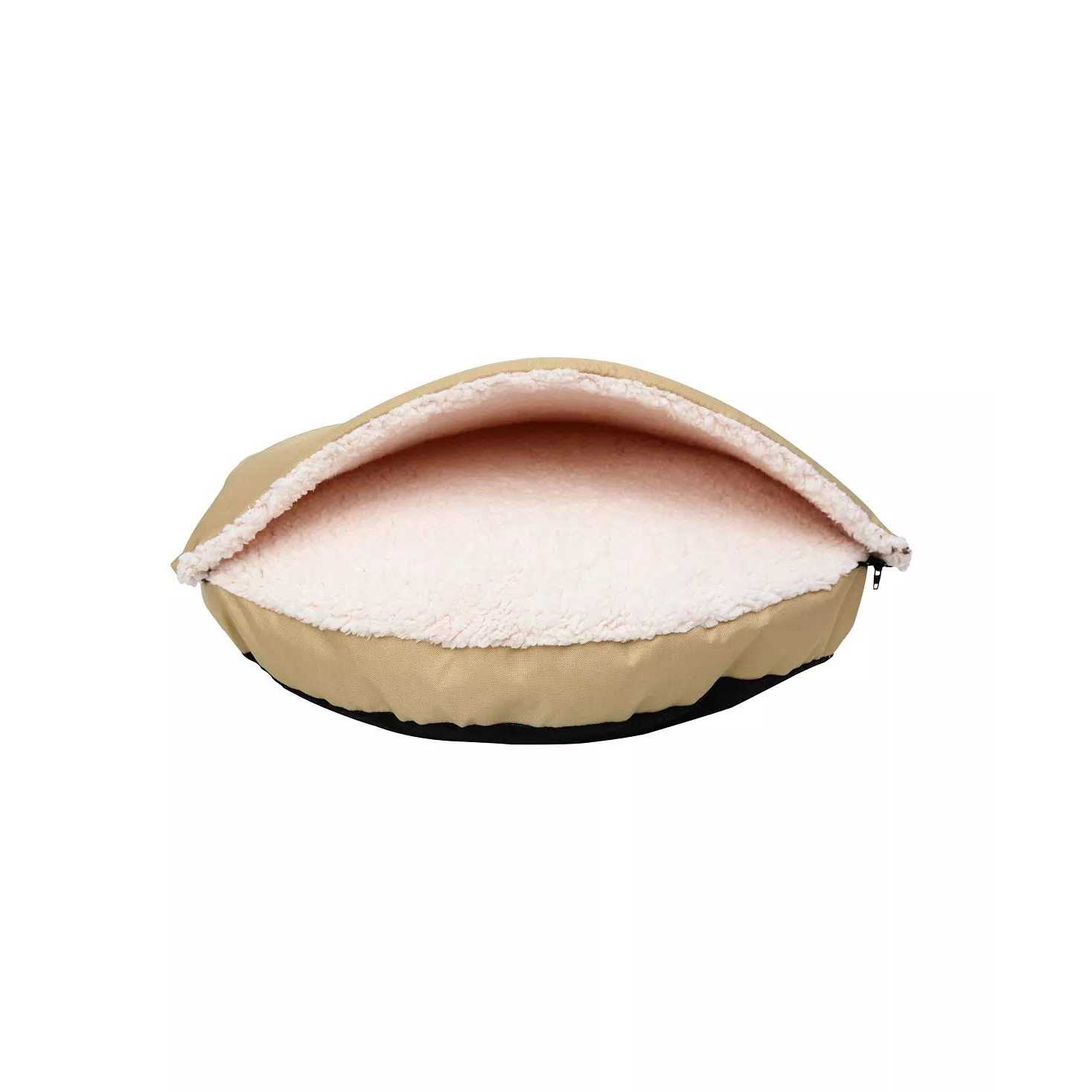 Long Rich Durable Oxford to Sherpa Pet Cave and Round Pet Bed, 25, with Removable Top and Insert - Image 3