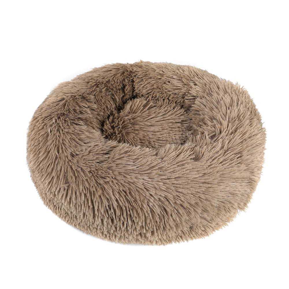 Otoez Round Plush Donut Pet Bed Warm Fur Cuddler Dog Cat Cushion Bed Calming Bed Non-Slip Bottom - Image 5