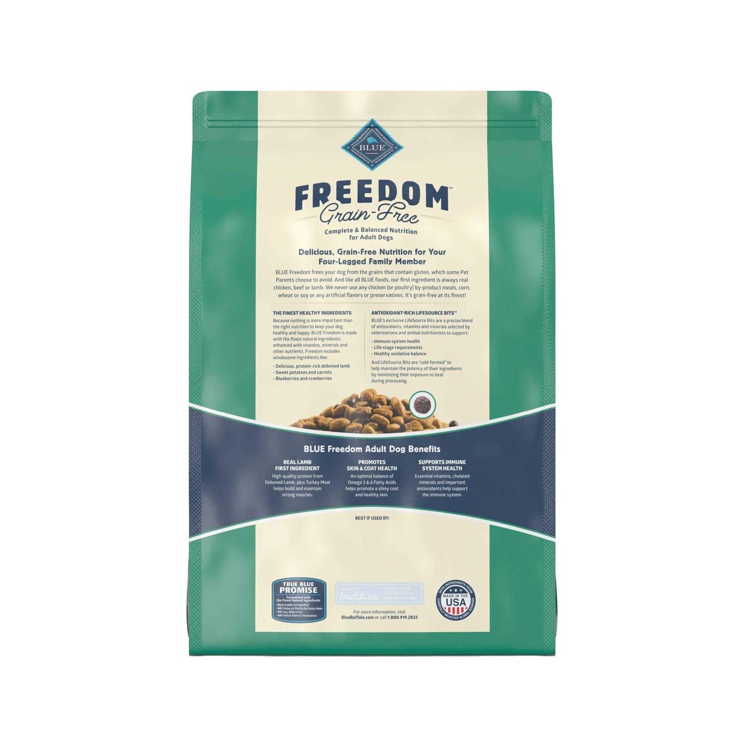 Blue Buffalo Freedom Adult Grain-Free Lamb Recipe Dry Dog Food - Image 5