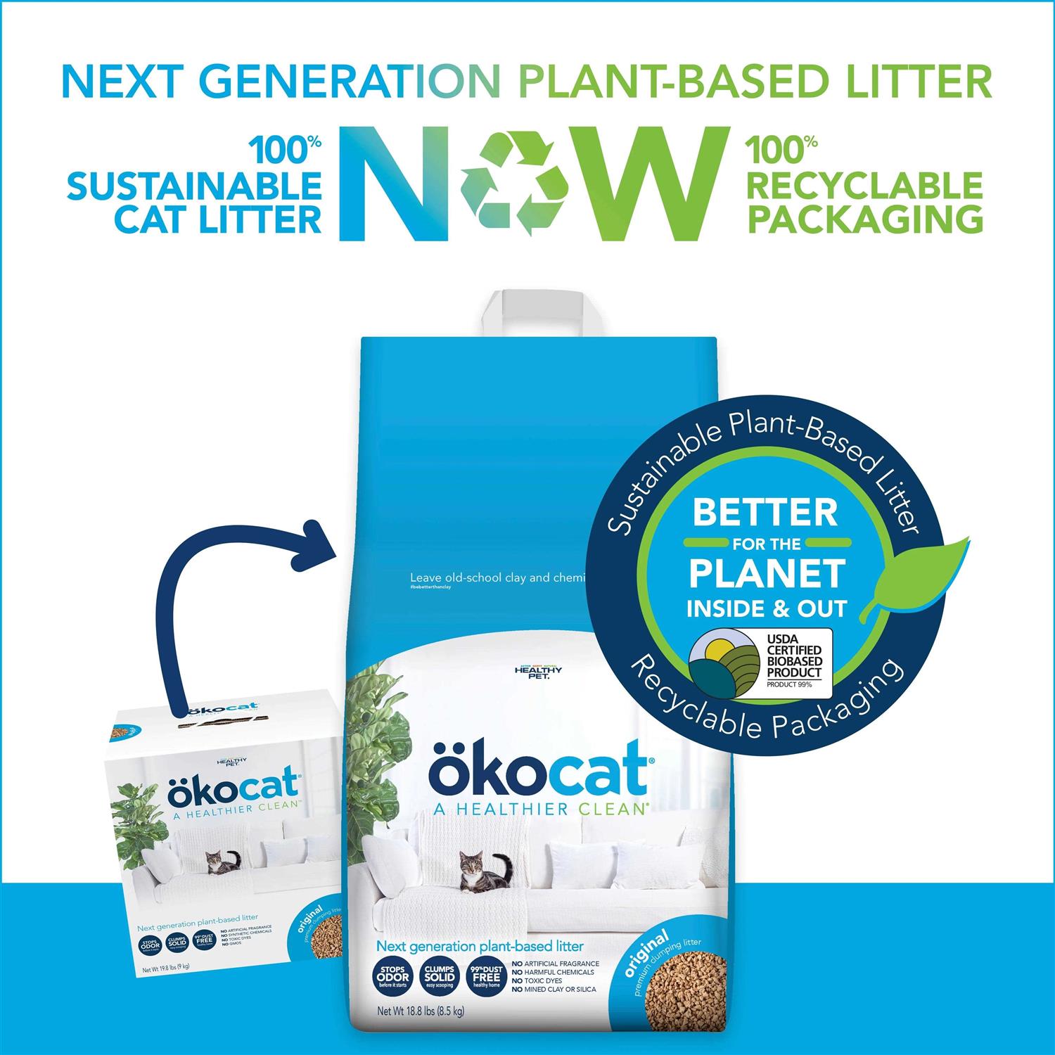 Okocat Original Premium Clumping Natural Wood Cat Litter - Image 4