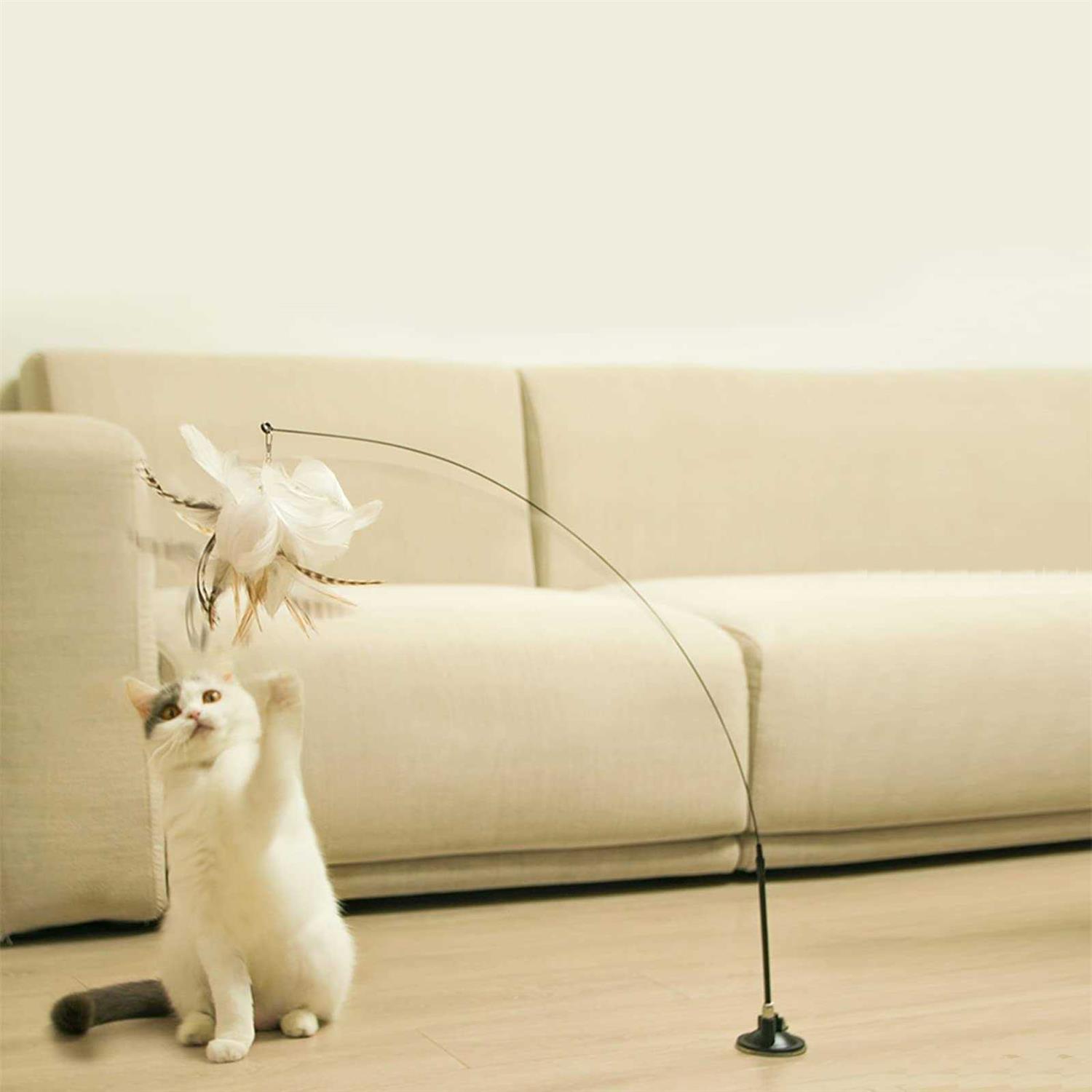 TINGIC Cat Toy Wand Auto Interactive Toys for Indoor Cat 6 in 1 Hands-Free Natural Bird Feather Ball Toys - Image 3