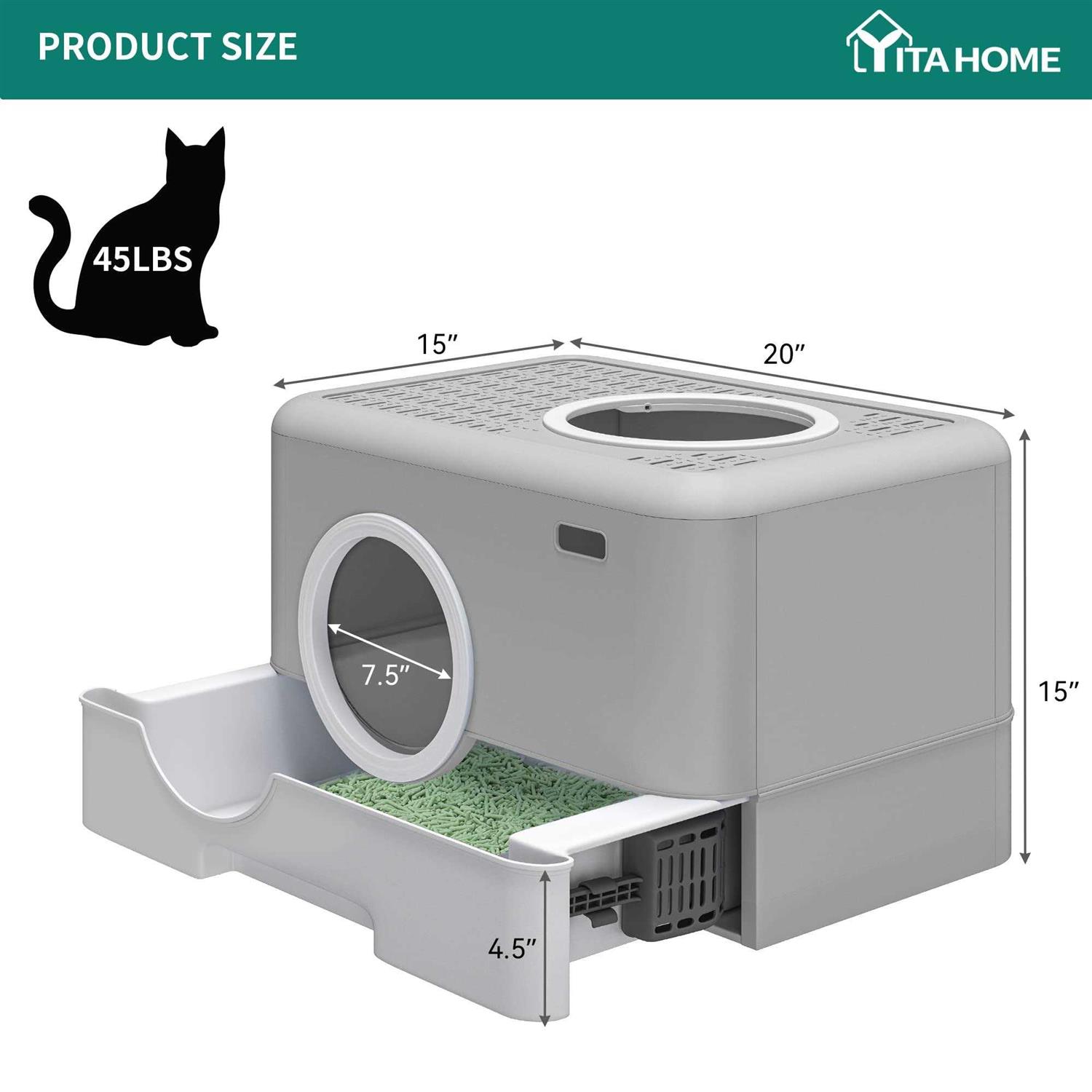 YITAHOME Large Enclosed Cat Litter Box with Lid Cover - Image 3
